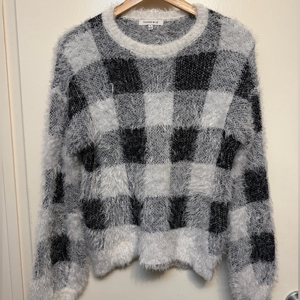 Cozy Black and Gray Plaid Sweater